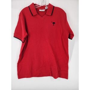 White Mountain Traders Red Palm Tree V Neck Polo Shirt Mens SML